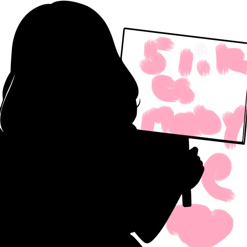 realistic pretty girl holding blank sign