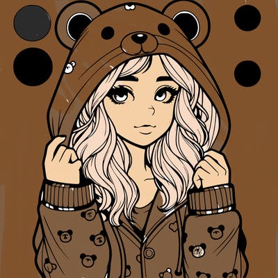 realistic girl in a animal pjs hoodie