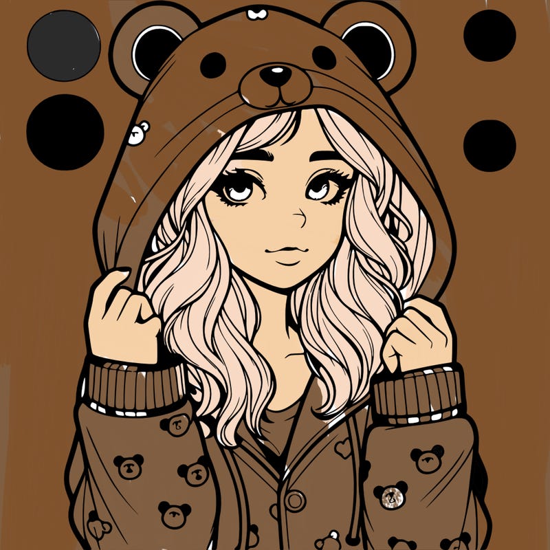 realistic girl in a animal pjs hoodie