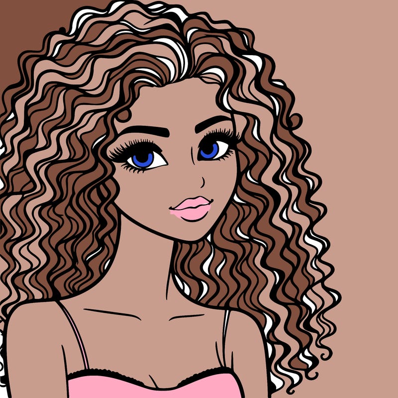 beautiful woman curly hair