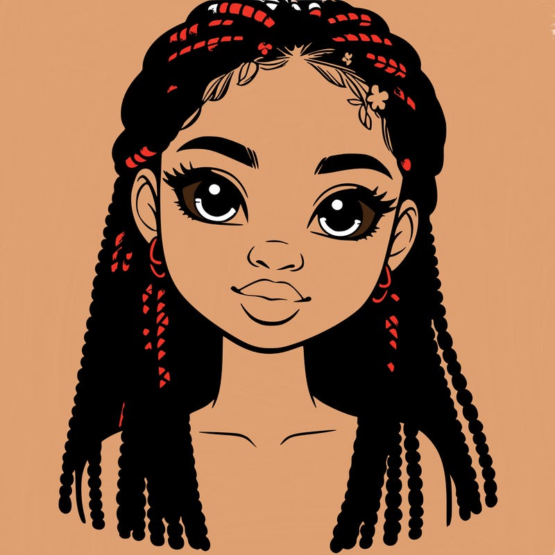 a realistic black girl with braids