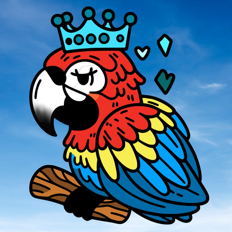 macaw with a crown