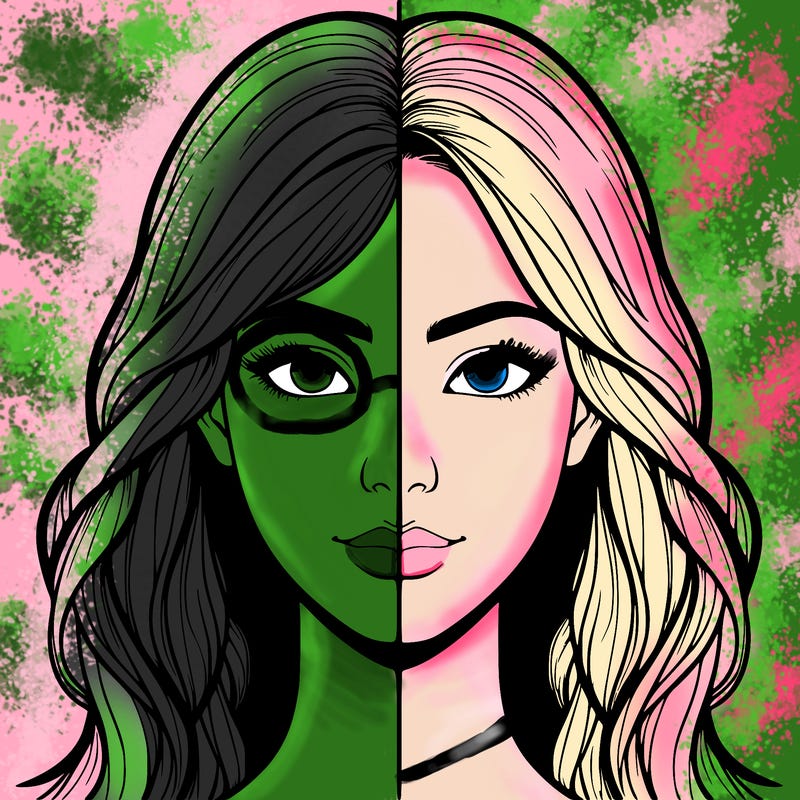 realistic girl, split