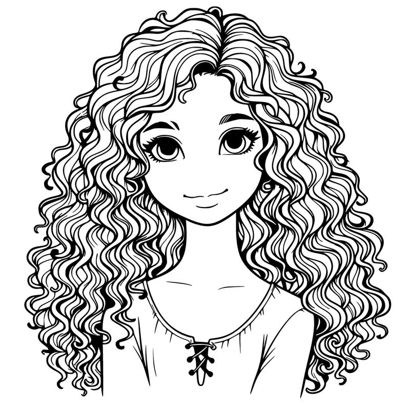 realistic girl with curly hair