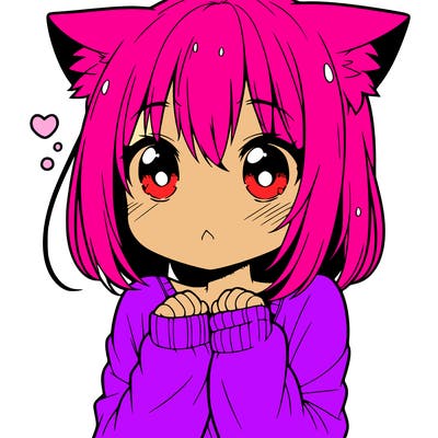 shy anime catgirl