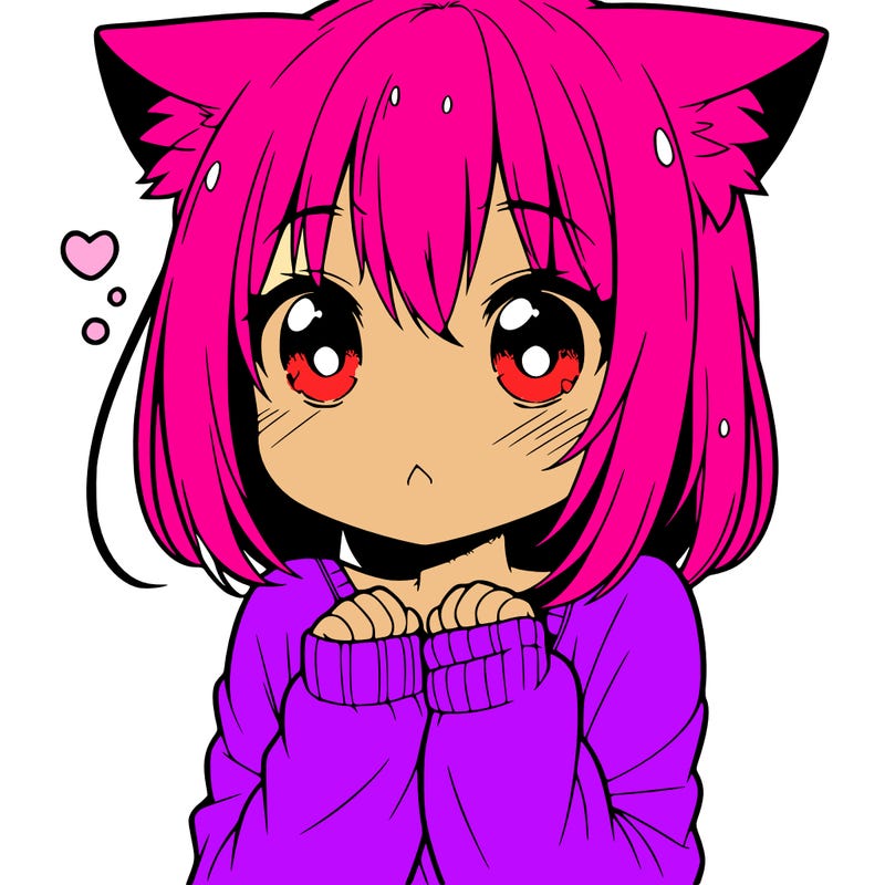 shy anime catgirl