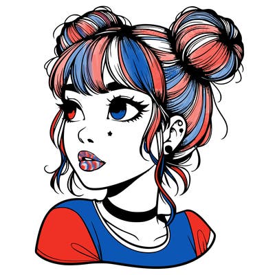 realistic girl with spacebuns