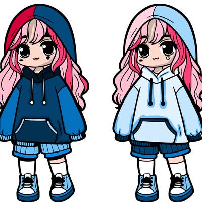 girl with oversized clothes who's cute