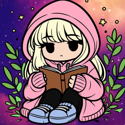 girl in oversized hoodie reading a book
