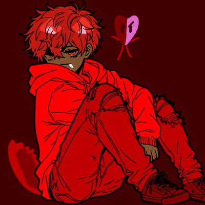 a male hoddie ripped jeans messy hair anime