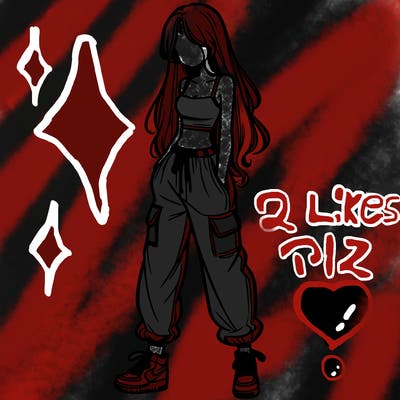 girl in baggy pants crop top and long hair