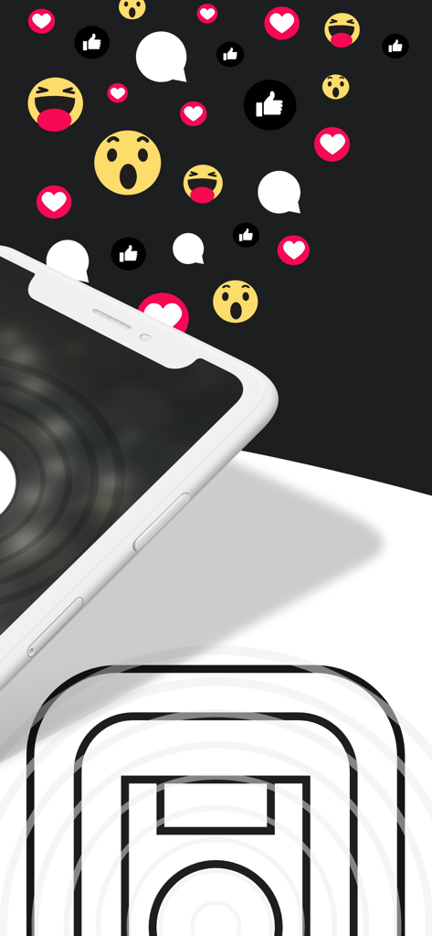 Smartphone mostrando iconos de reacción en redes sociales y un campo deportivo estilizado para la interacción de los aficionados.