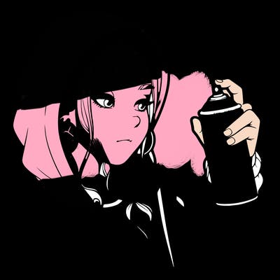 a realistic girl, spray painting