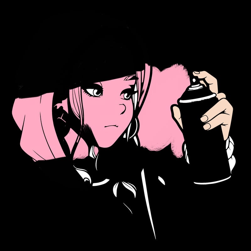 a realistic girl, spray painting