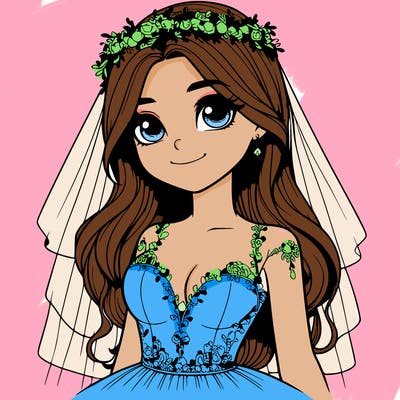 realistic girl in a wedding dress