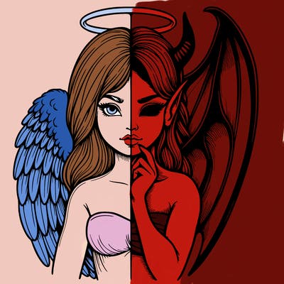 realistic angel half demon