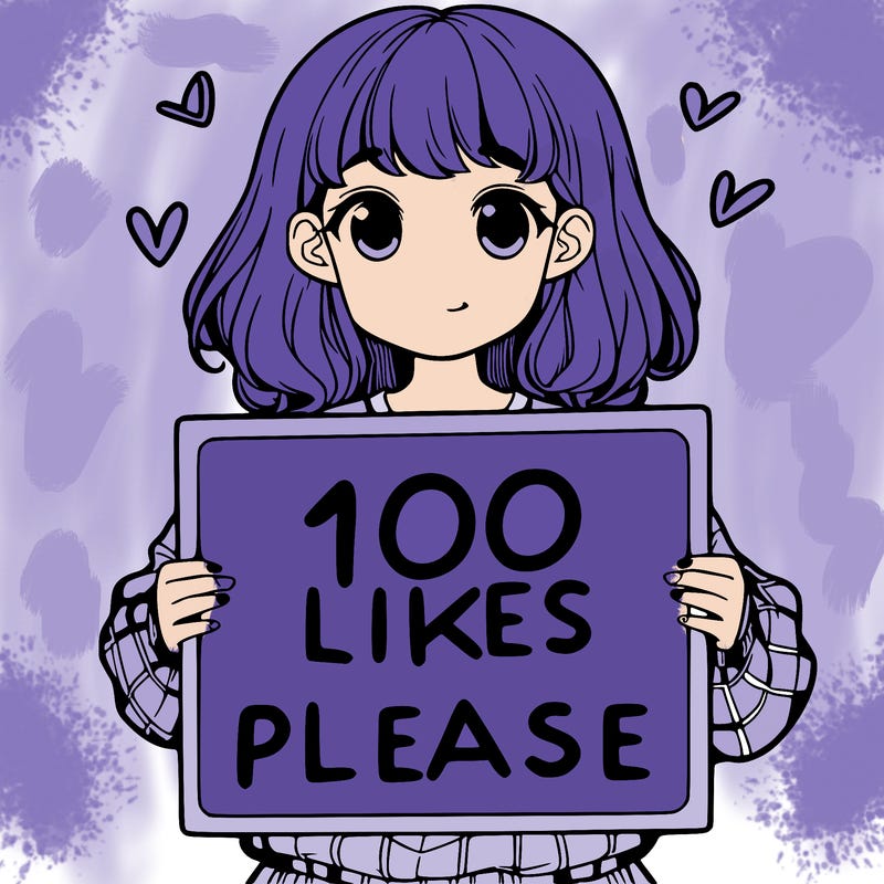 a girl holding a sign saying 100 likes please