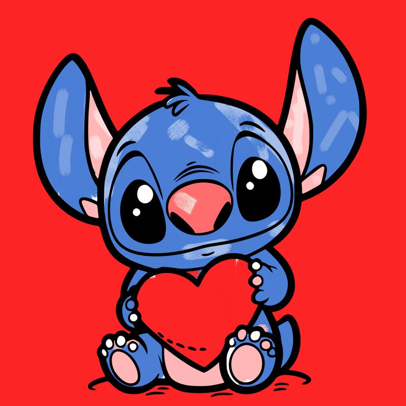 stich holding a heart