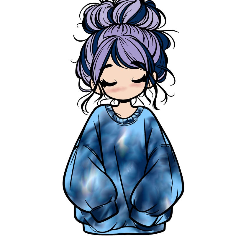 girl with baggy sweatshirt and messy bun