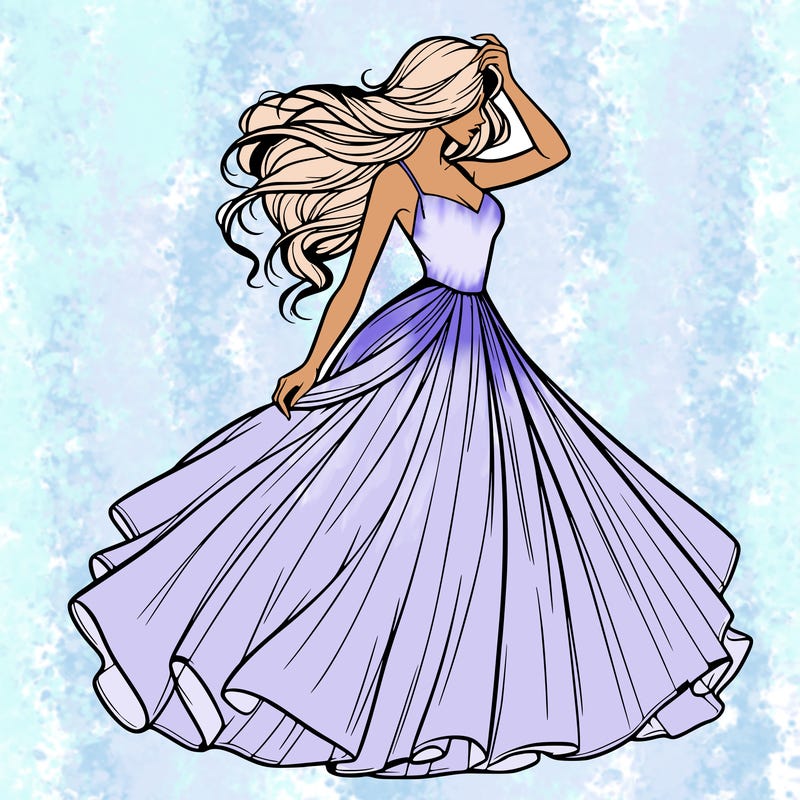 realistic woman with dress flowing in the wind