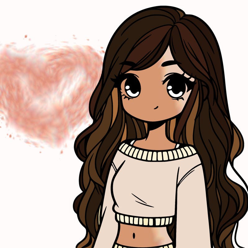 girl with long hair and a crop top with a sweater