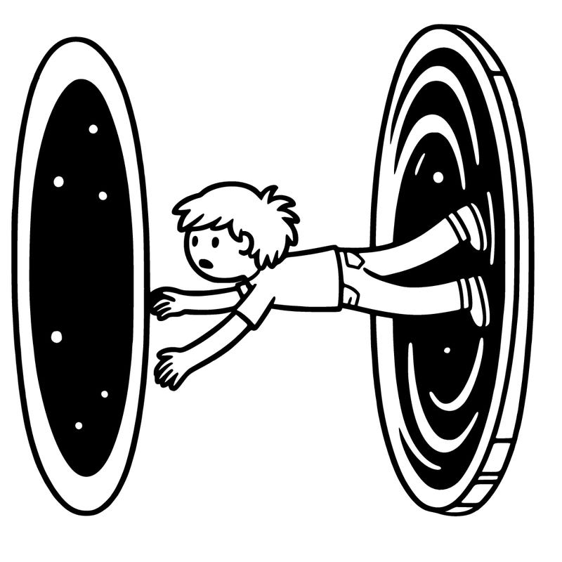 someone falling into a portal