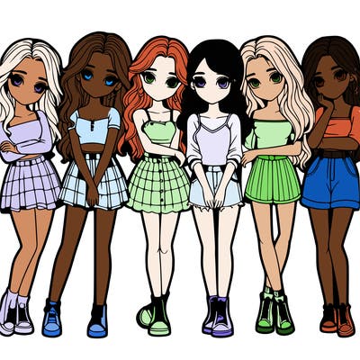 a group of girls realistic