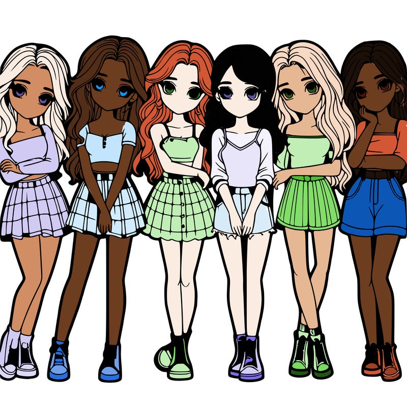 a group of girls realistic