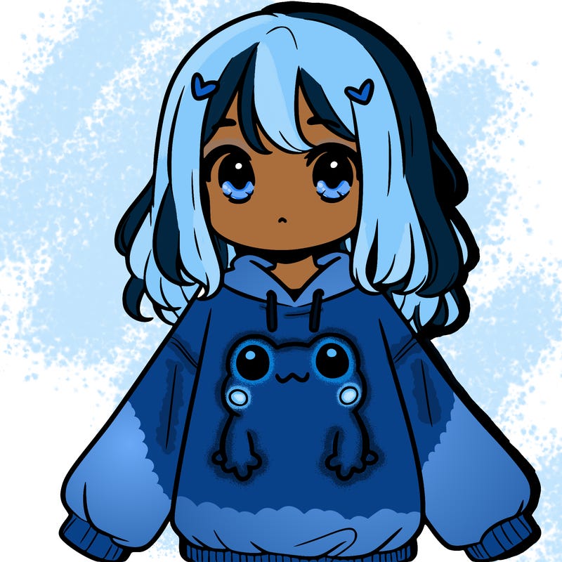 girl wearing frogging sweatshirt