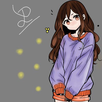 manga teen girl  in a sweater and baggy pants
