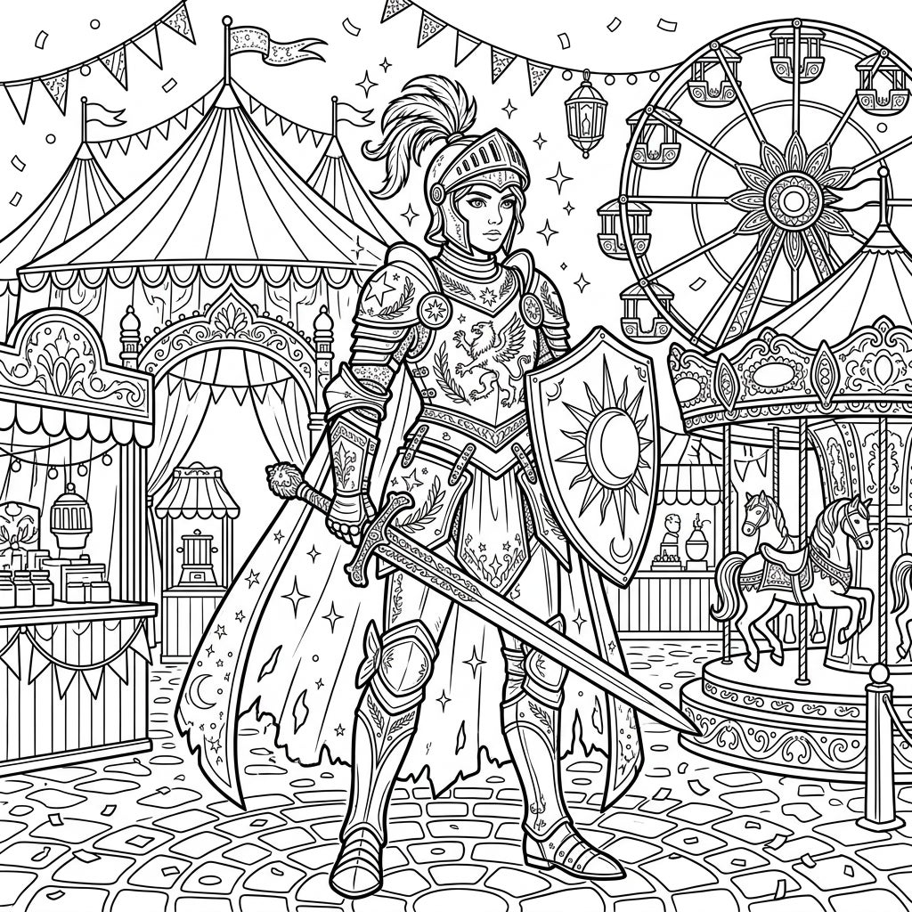 Paladin Carnival Coloring Page - Free Printable for Adults — Color Pop