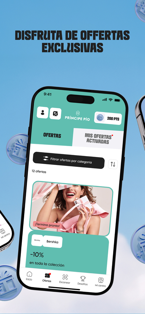 Príncipe Pío & YO - プリンシペ・ピオアプリで限定オファーとロイヤルティポイントを表示するスマートフォンの画面