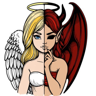realistic angel half demon