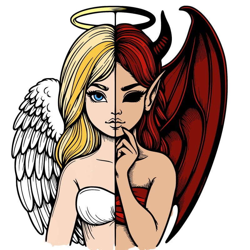 realistic angel half demon