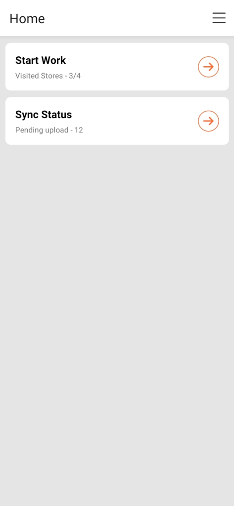 ShelfWatch - ShelfWatch app home screen showing work progress and data sync status for field merchandisers
