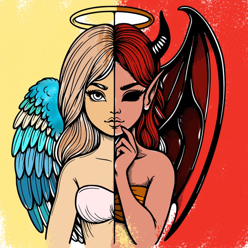 realistic angel half demon