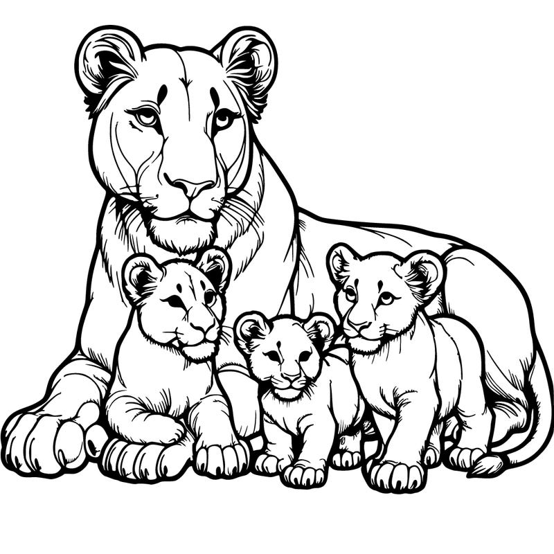 lioness with cubs realistic