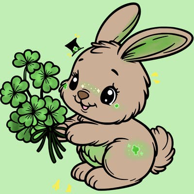 bunny with a bunch of clover