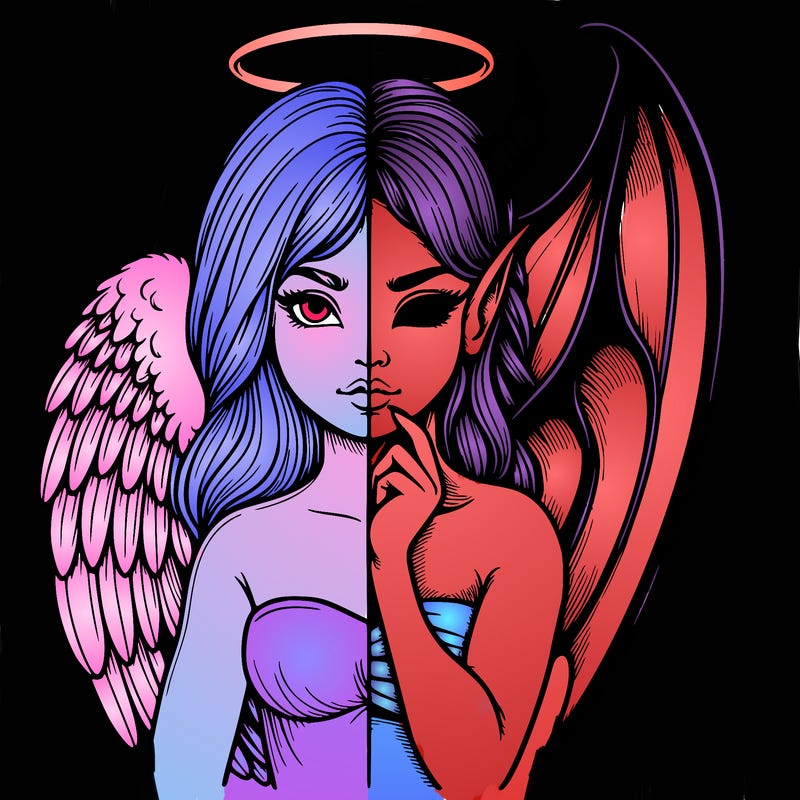 realistic angel half demon