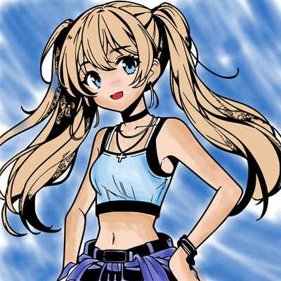 anime girl wearing crop top