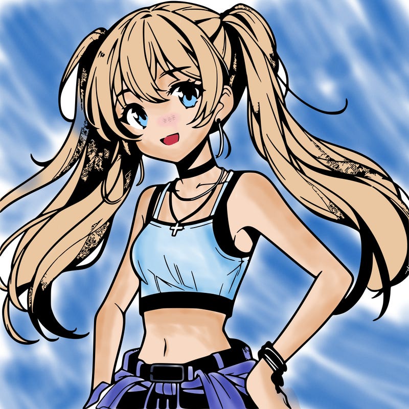 anime girl wearing crop top