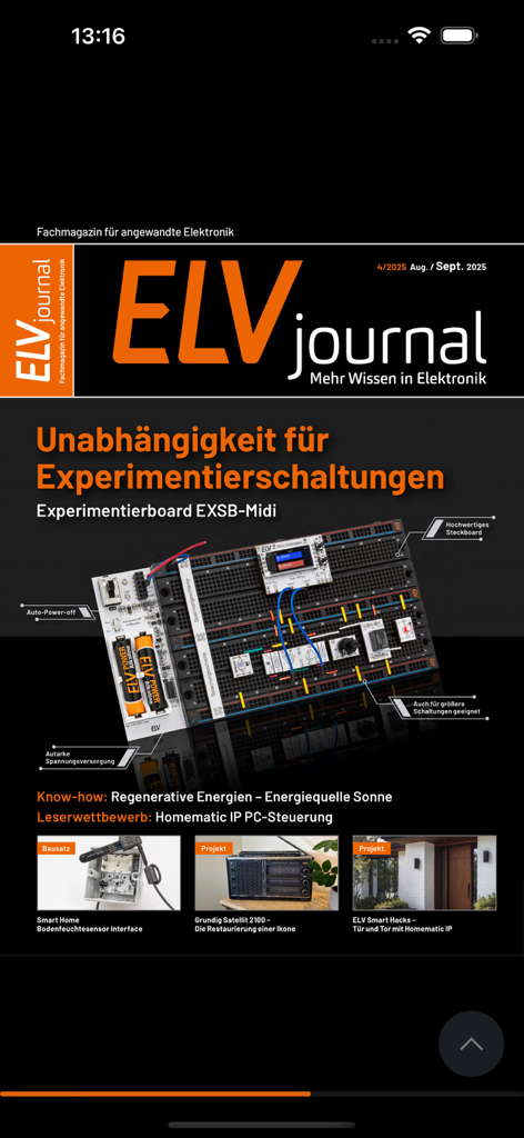 エレクトロニクス実験ボードとDIYプロジェクト記事を特集したELVジャーナルのデジタルカバー。