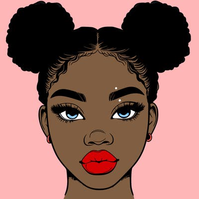 realistic black woman with two buns