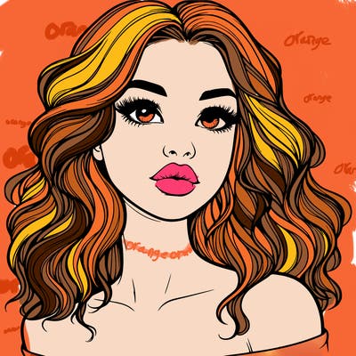 realistic girl with wavy hair and lips