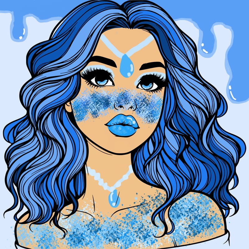 realistic girl with wavy hair and lips