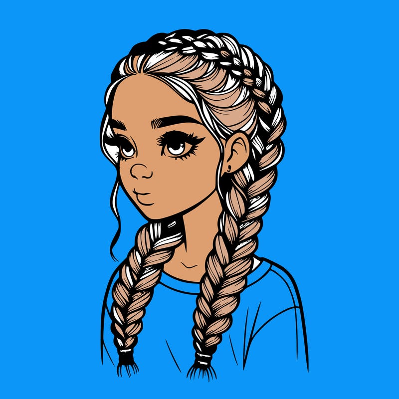 realistic girl with braids