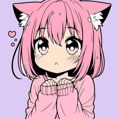 shy anime catgirl