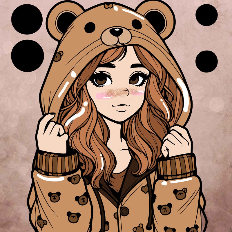 realistic girl in a animal pjs hoodie