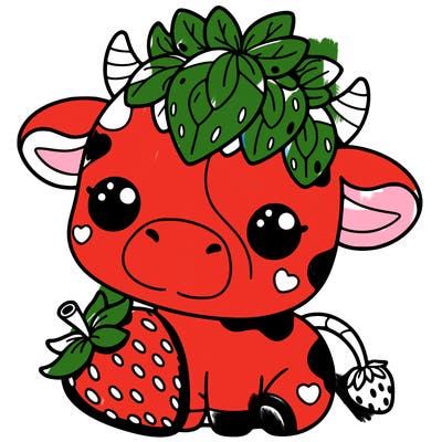 cute strawberry cow