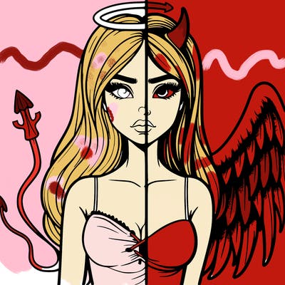 devil vs angel realistic girl